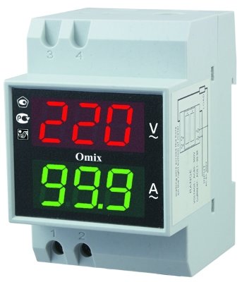 Вольтамперметр однофазный на DIN-рейку Omix D3-AV-1-1.0